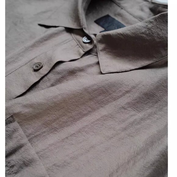 NEW No.6 Ilya Shirt - Ballet Brown Cafe Semi Sheer Buttondown Retro - Picture 7 of 10
